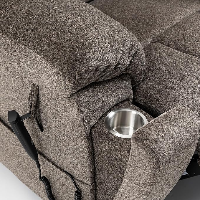 Dual Motor Lay Flat Lift Chairs Recliners - Extra Wide Big Man Recliner with Heat &amp Massage - Hidden Cup Holder - 400 lbs Capacity