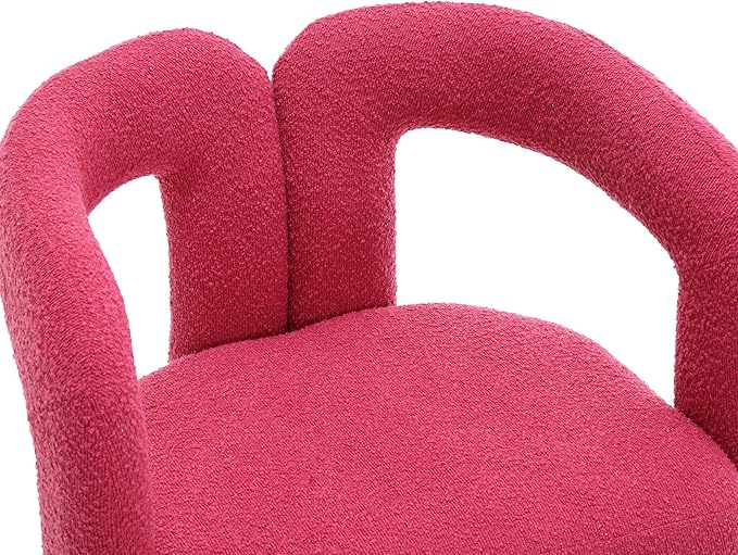 360 Degree Swivel Cuddle Barrel Accent Chairs Round Armchairs with Wide Upholstered Fluffy Fabric Chair for Living Room Bedroom Office Waiting Rooms (Rose Red)