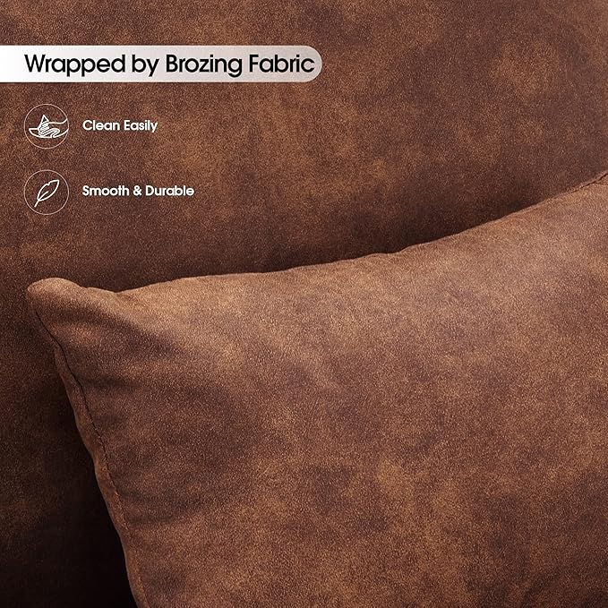 MCombo Modern Accent Chairs Upholstered Reading Chair Wooden Armrests Guest Chair for Living Room Bedroom Office HQ102 (2 Saddle)