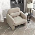 Lexicon Modern Accent Single Sofa Chair with Square Armrest Boucle Fabric Upholstered Comfy Reading Chair with Lumbar Pillow for Bedroom/Living Room/Office Taupe