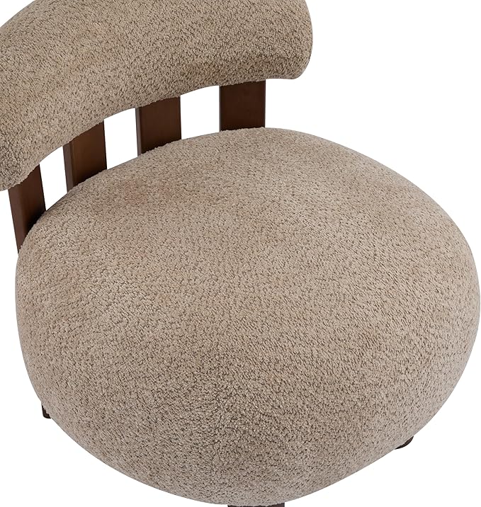 Christopher Knight Home Elvina Boucle Fabric Accent Chair Solid Wood Single Lounge Sofa Bedroom Comfy Reading Chair for Modern Minimalist Style Living Room/Home Office Light Brown