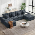 144 U Shaped Cloud Boneless CouchModern Modular Sectional Sofa with Layered CushionNo Assembly Convertible Corduroy Couches for Living RoomGrey 1 PCS