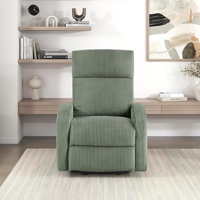 Lexicon Power Lift Recliner Chair for Elderly with Remote Control Gentle Lift Motion Side Pocket Armrest Corduroy Upholstered Electric Recliner for Living Room/Bedroom Easy Assembly Green