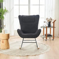 Generic Rocking Chair Nursery Solid Wood Legs Reading Chair with Fabric Upholstered Nap Armchair for Living Rooms Bedrooms Offices Best GiftBlack Fabric