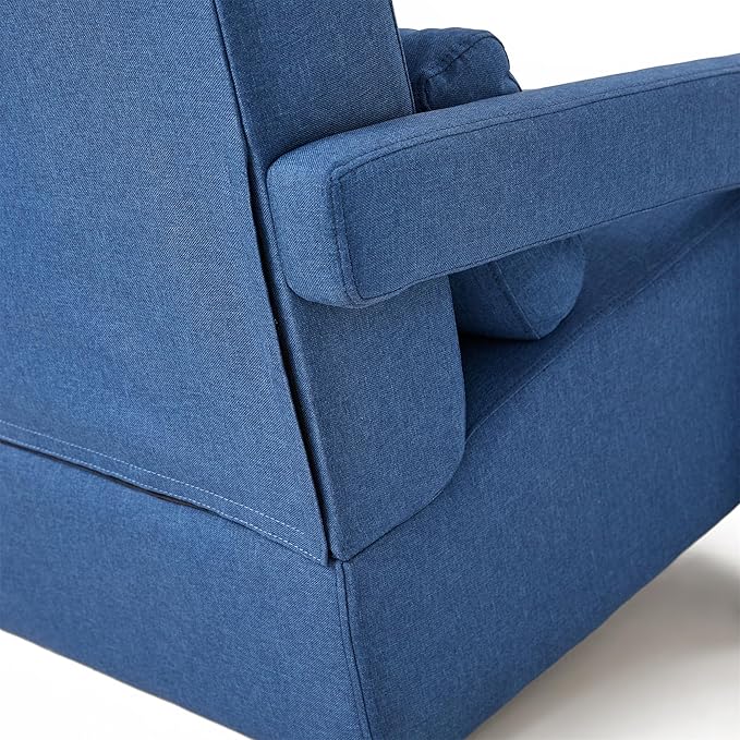 Modern Upholstered Accent Chair Comfortable Linen Fabric with a Pillow for Living RoomBedroom. Linen Blue