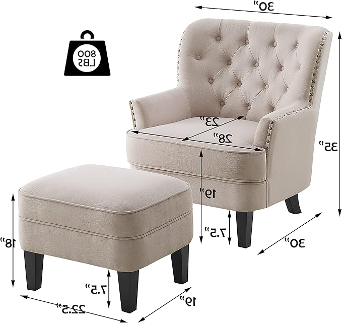 Rosevara Atlas Accent Chairs for Living Room &amp Bedroom Velvet Beige