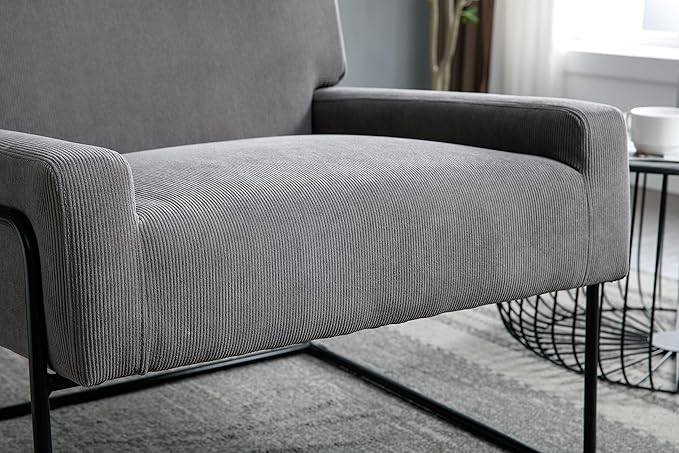 Generic Accent Chair Modern Industrial Slant Armchair with Metal Frame Premium High Density Soft Single Chair for Living Room Bedroom Grey
