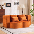 Tai Chi Symbol Loveseat Sofa Curved Yin-Yang Design Dual-Depth Meditation Couch 66.9 Chenille Modular for Small Spaces 300 lbs Capacity (Orange+4 Pillows)