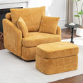 39''W Oversized Accent Chair with OttomanComfy Swivel Lounge Reading Chairs for Living RoomBedroom (Chenille Orange)