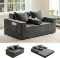 MAXYOYO Loveseat Sofa Bed 64 Foldable Floor Sofa Couch in A Box with 2 Cup Holders 4 in 1 Convertible Boneless Couch Folding Recliner Sleeper Chair for Living Room No Assembly Required Dark Grey