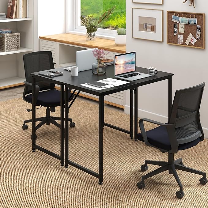 Giantex 40-Inch Black Small Computer Desk Home Office Writing Desk with Heavy-Duty Metal Frame Modern Simple Gaming Table PC Workstation Versatile Small Desk for Bedroom