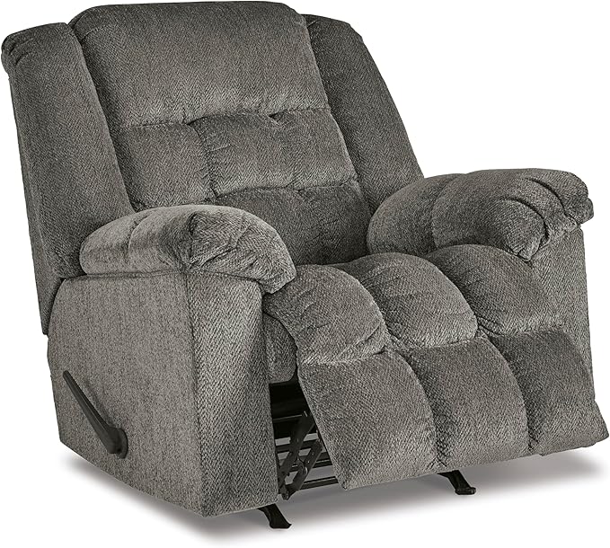 Signature Design by Ashley Kegler Contemporary Tufted Manual Rocker Recliner Gray