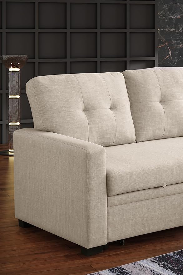 Ball &amp Cast Sleeper Sofa Couch with Pull Out BedL Shaped Sleeper Sofa with StorageSectional Sleeper CouchConvertible Sleeper Sectional Sofa W/Reversible Chaise &amp Back Cushionfor Living Roo