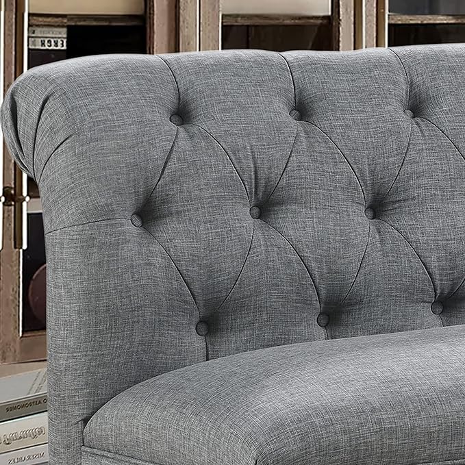 Rosevera Larkin Upholstered Tufted Fine Polyester Chair Loveseat Sofa Bench with Armless Design Easy Assembly for Living Room Bedroom Grey