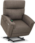 MCombo Power Lift Recliner Chair with Massage and Dual Heating Adjustable Headrest Extended Footrest for Elderly People Fabric R7605 (Mocha)