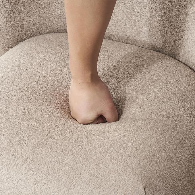 Comfy Reading Chair for Kids Teens &amp Adults Armless Barrel Chair Upholstered Single Sofa Chair &amp Occasional Chair for Living Room Small Chair &amp Corner Chairs for Bedroom (Khaki)