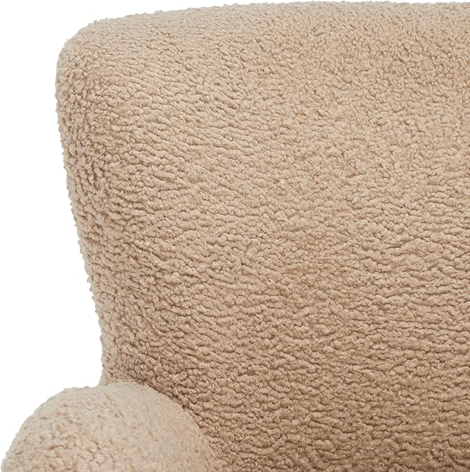 SAFAVIEH Couture Collection Rayanne Modern Light Brown Faux Lamb Wool Wingback Chair (Fully Assembled)