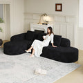 2 Piece 111.8“ Boneless L-Shaped Curved Modular 6-Seater Sofa Right Chaise Lounge Featuring Lychee-Textured Long-Pile Polyester Fabric Curved Backrest with Three Pillows