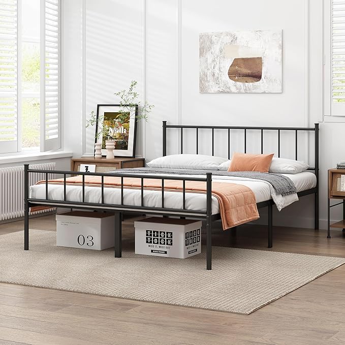 Queen Bed Frame-Classic Metal Platform Bed FrameMattress Foundation with Steel Slat SupportUnder Foundation StorageNo Box Spring Needed Easy Assembly Queen Size