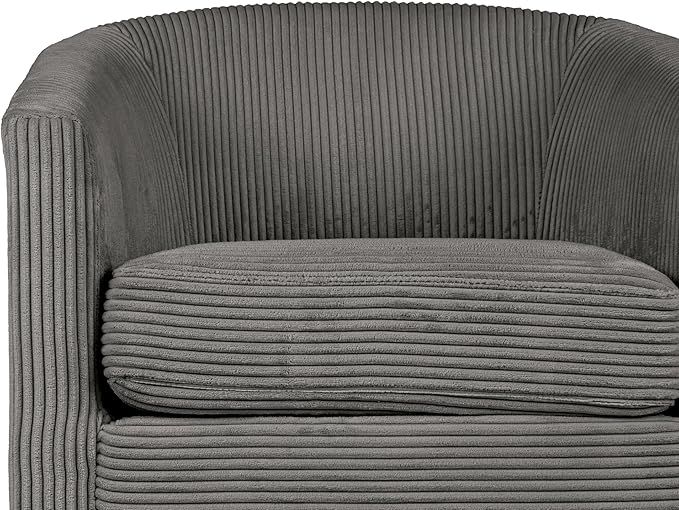 Corduroy Swivel Chair with U-Shaped Back 360° Rotating Accent Chair Fully Assembled Modern Barrel Chair for Living Room Bedroom Reading Nookc (Dark Grey)