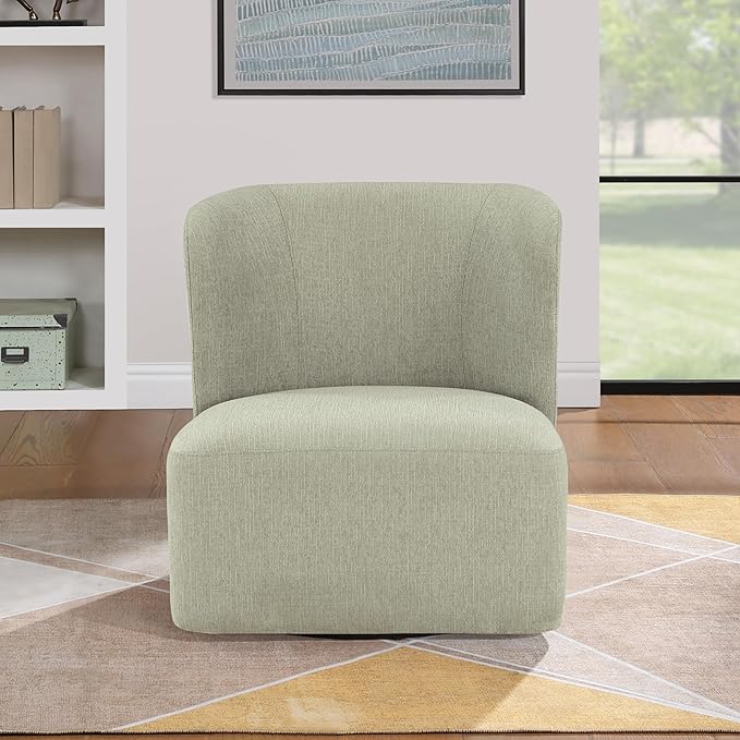 OSP Home Furnishings Lucia Modern Barrel Swivel Accent Chair Fog Fabric
