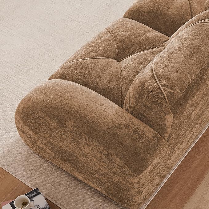 110-Inch Cloud Sectional Couches L-Shaped 4 Seat Boneless Modular Sofa with Ottoman Velvet Tufted Upholstered Boneless Couch Floor Full Foam Sofas for Living Room
