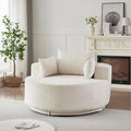 KEIKI 55 Oversized Swivel Accent Chair Chenille Barrel Chairs Upholstered Round Swivel Chair Single Sofa Armchair Sleeper Chair for Living Room Lounge Beige
