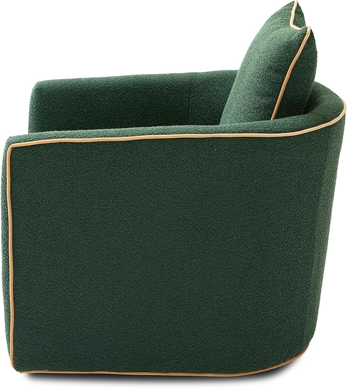 Christopher Knight Home Arlo 360° Swivel Accent Chair for Living Room Bouclé Upholstered Rotating Lounge Chair Indoor Barrel Swivel Chair with Iron Frame Curved Armrest and Padded Seat Green