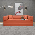 Convertible Sleeper Sofa Bed with Upgraded All High-density 35D Foam No Assembly Foldable Sleeper Couch Folding Floor Boneless Mattress Lounge Couch for Living Room Bedroom Apartment Office Orange