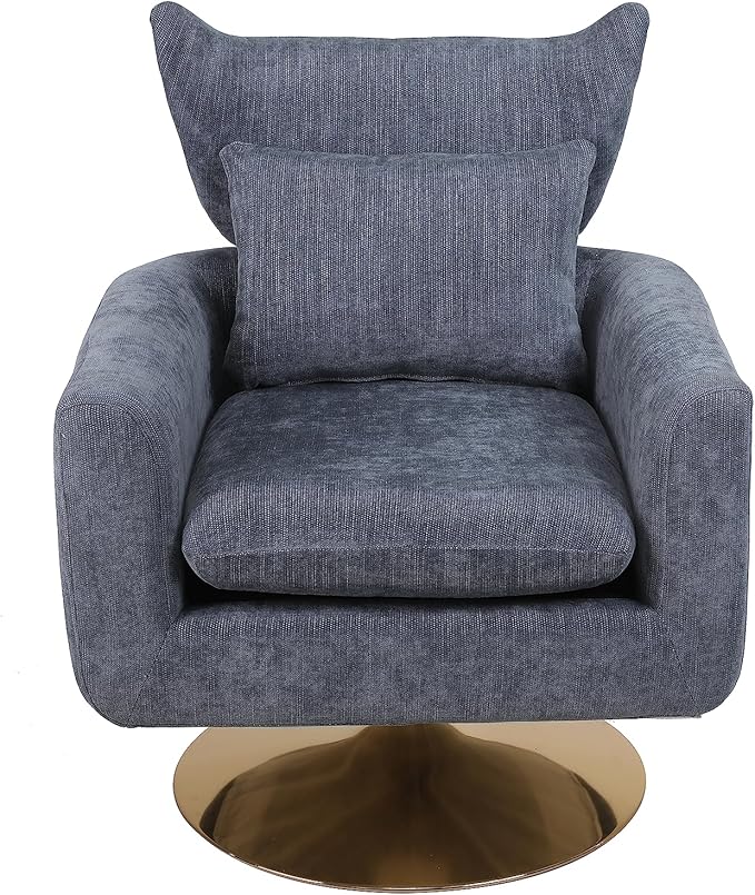 JOSHEN 360 Swivel Accent Chair IndoorModern Linen ArmchairComfortable Upholstered Lounge Chair with Metal Base for Living RoomApartmentOfficeGray