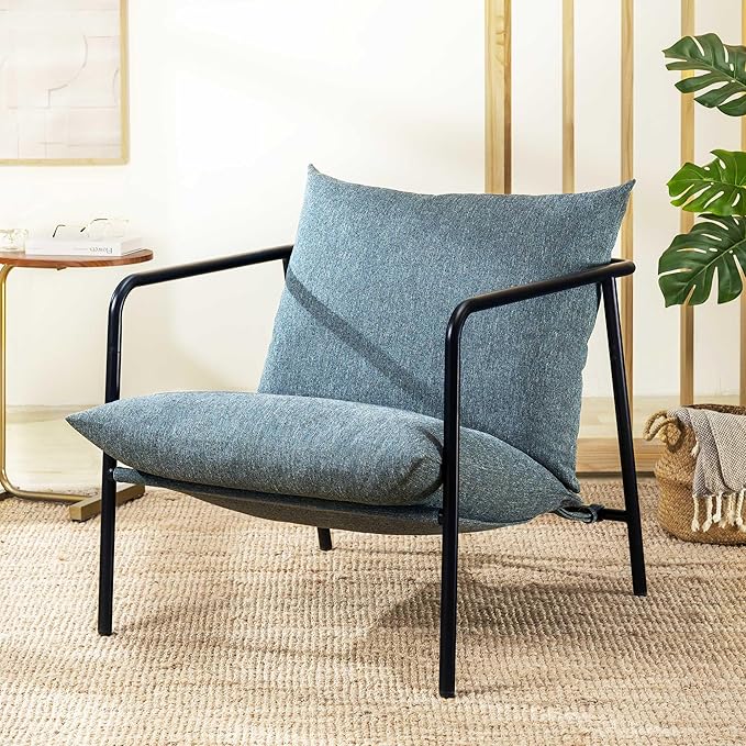 Mellow Wyn Sling Accent Chair with Arms/Casual Home Metal Framed Armchair with Plush Foam Cushions