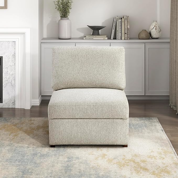 Lexicon Modular Sectional Sofa Module for Sectional Couch Armless Chair Removable Back Cushion Cover Microfiber Sand