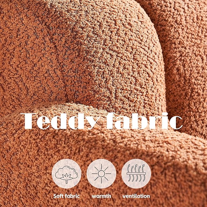 Yoglad Modern Accent Chair Bouclé Fabric Upholstered Armchair Comfy Single Chair for Living Room Lounge Bedroom Office-Orange