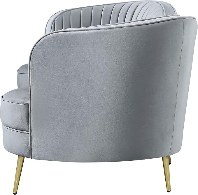 Coaster Home Furnishings - Sophia - Velvet Fabric Upholstered Channel Tufted Stationary Sofa with Inverted Camel Back - Contemporary - Living Room - Gray - 506864