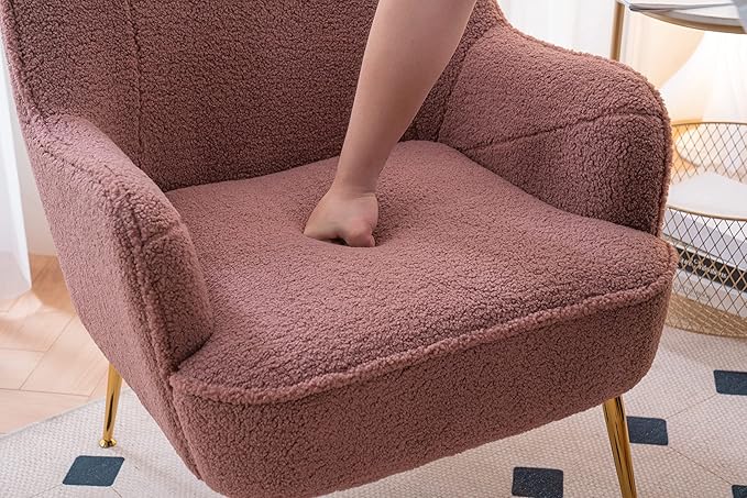 Modern Soft Fabric Red Ergonomics Accent Chair Living Room Chair Bedroom Chair Home Chair with Gold Legs and Adjustable Legs for Indoor Home