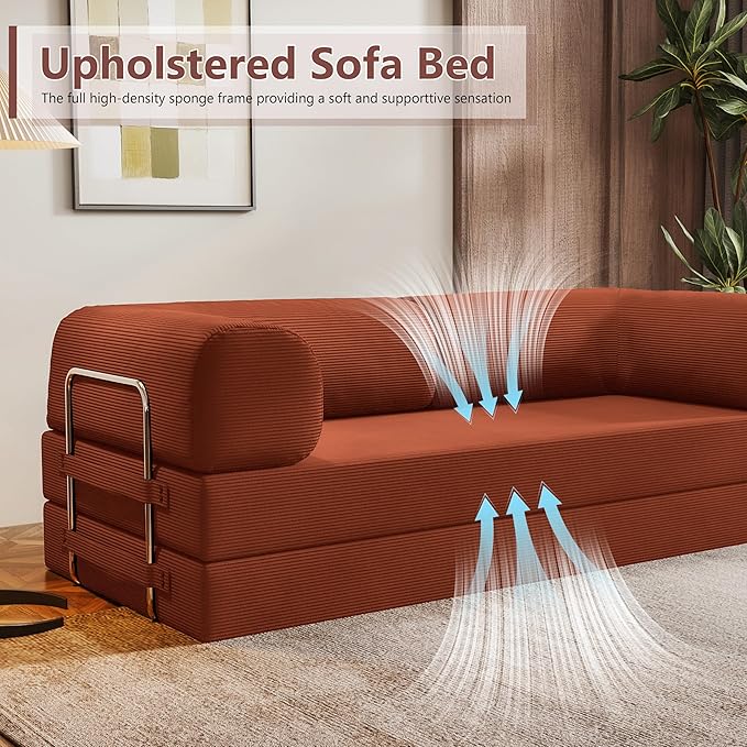 78.8 Convertible Sofa Bed 4-in-1 Folding Sleeper Couches Frameless SofaPull Out Couch Memory Foam Floor SofaNo Assembly Boneless Couch for Living Room
