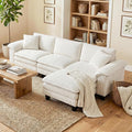 HOMCOM Modular Sectional Sofa Couch 124 Oversized L Shape Sectional Cloud Couch with Deep Seat Movable Ottoman and Pillow-top Armrests for Living Room Bedroom and Apartment Beige | Deep seat