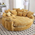 81.1 W Oversized Round Chair Swivel Accent Chair Extra Large Knitted Chenille Living Room Chair (Yellow)