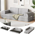 79 Multi-Style Convertible Sleeper Sofa Bed Loveseat Boneless Couch in a Box Folding Floor Mattress with Removable Pillows Armrests Side Pockets Fold Out Lounge Against the Wall Light Grey