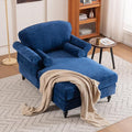 59.3 D Chaise Lounge Chair IndoorModern Chenille Upholstered Recliner Sofa with 2 Rolled PillowsComfy Sleeper Chair Bed for Living Room Bedroom Office(Blue 1 Seat)