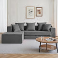 YINIX 106 Modular Sectional Sofa Modern Cloud Couch with L-Shape Chaise Upholstered Boneless Couches with Deep Seat Comfy Corduroy Sofa for Living Room Bedroom No Assembly (Grey)