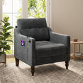 Accent Chair for Living Room Mid-Century Armchairs for Small Spaces Chenille Upholstered Comfy Reading Armchair with Studded for Bedroom (Dark Grey-B)