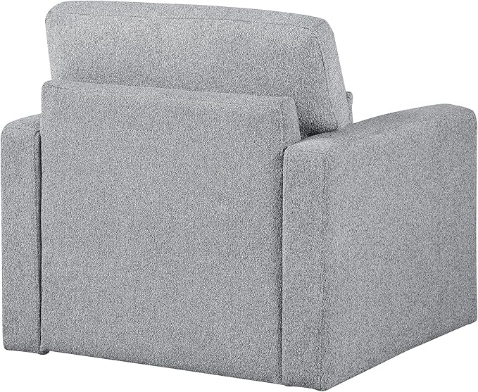 Lexicon Swivel Accent Chair Modern Armchair Home Theater Seating Boucle Fabric Upholstery Single Sofa Chair with Lumbar Pillow for Living Room/Bedroom Required Assembly Gray