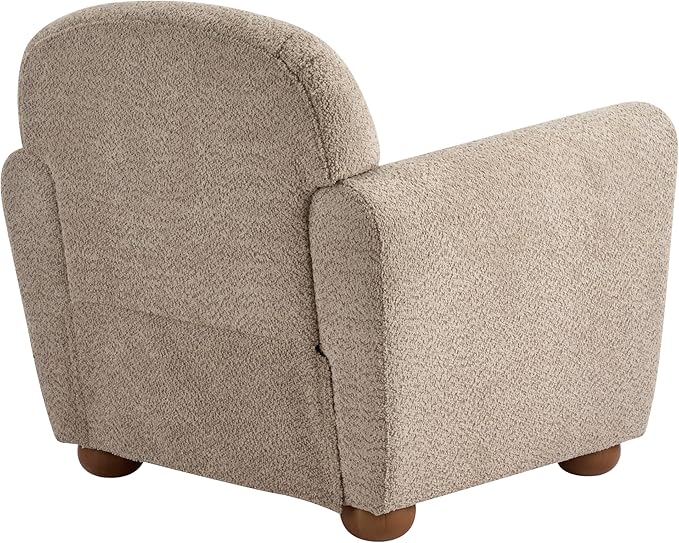 Christopher Knight Home Peysz Modern Accent Chair Boucle Upholstered Armchair with Rounded Wooden Legs Comfortable Single Sofa Soft Cushion Seating Lounge Chair Indoor Light Brown