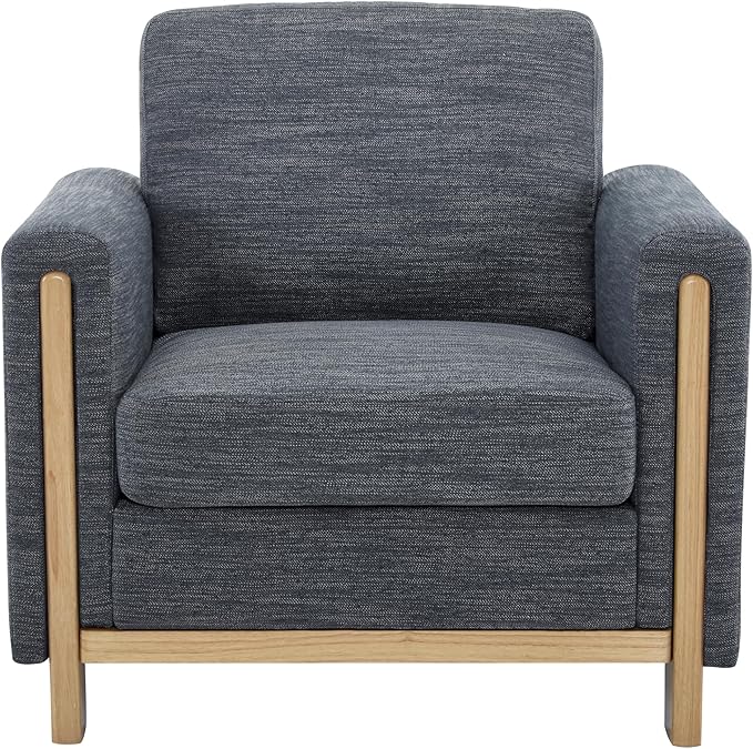 Christopher Knight Home Atkin Upholstery Accent Chair Fabric Club Chair Square Armchair Cozy Seating Lounge Chair with Backrest Single Sofa Chair Reading Chair for Living Room Home Rest Charcoal