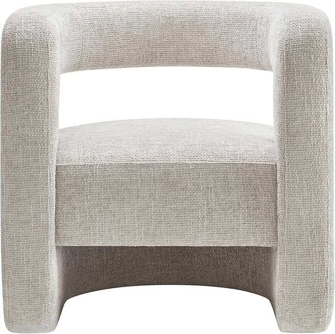 Modway Jaylin Chenille Accent Chair in Dove Gray - Upholstered Comfy Club Chair - Modern Soft Barrel Chair - Round Leisure Accent Chair with Curved Back for Living Room Bedroom Home Office