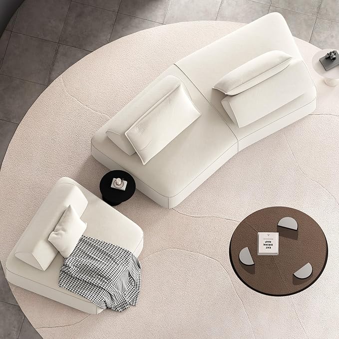 139 Oversized Modular Sectional Sofa Set Chenille Cloud Boneless Couch with Removable Backrests &amp Soft Pillows No Assembly Required DIY Upholstered Sofa Bed for Living Room (Beige)