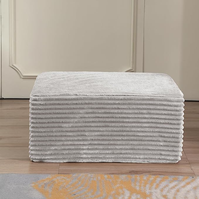 37.4 Corduroy Ottoman Seat Module for Modular Sectional Sofa DIY L-Shaped &amp U-Shaped Plush Corduroy Sofa for Living Room Grey