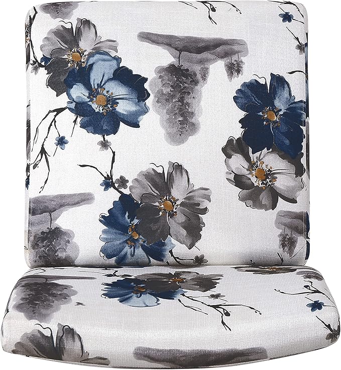 Christopher Knight Home Kendal Set of 2 Fabric Upholstered Club Chair Floral Print Modern Armless Accent Chair for Living Room Comfy Slipper Chair for Bedroom Home Office Blue+White