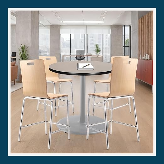 OEF Furnishings OEFCTG13636RCGY Premium Commercial-Grade Restaurant and Breakroom Cafe Table (Round 36 in Diameter 36 in Counter Height Round-Base Gray Frame Gray Nebula Laminate)